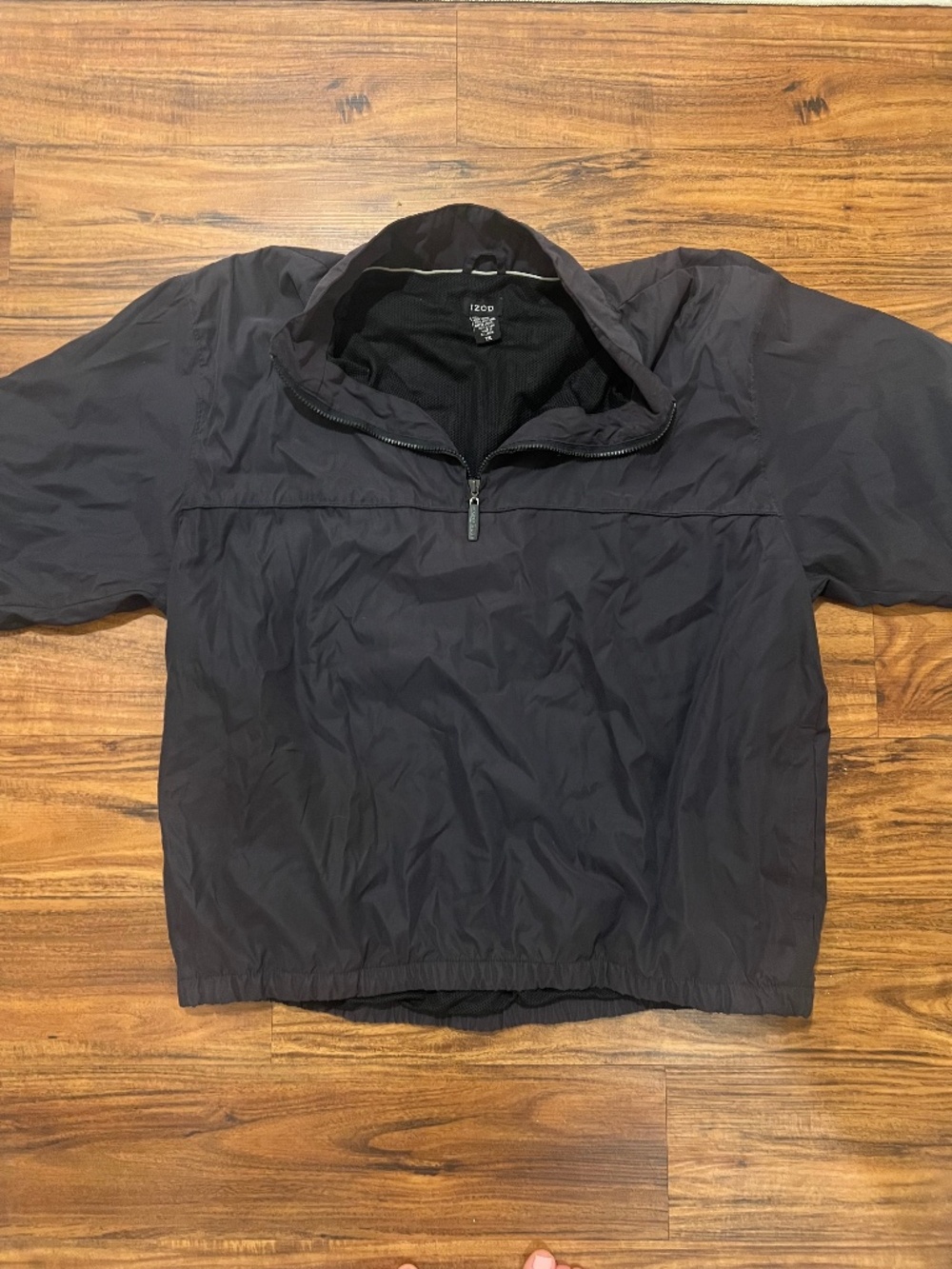 IZOD Men’s XXL Black Quarter Zip Pullover Windbreaker Jacket Lightweight Golf
